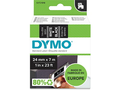 Labeltape, 24mm x 7m, Hvid på Sort, 1 rulle, Dymo D1 53721