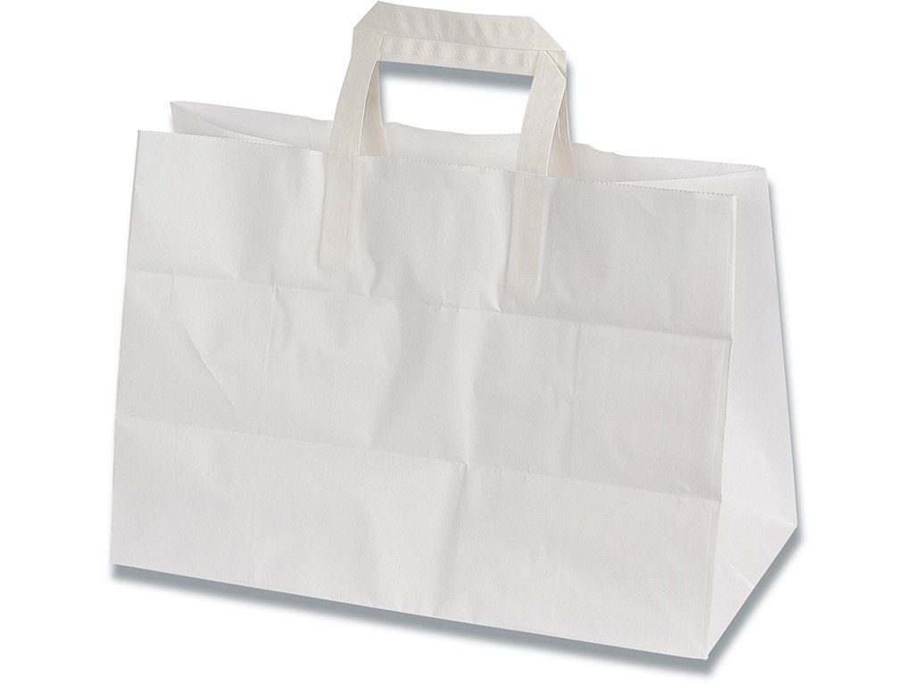 Bærepose - papir, 35x17x24.5cm, Hvid, 200 stk, 