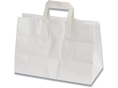 Bærepose - papir, 35x17x24.5cm, Hvid, 200 stk, 