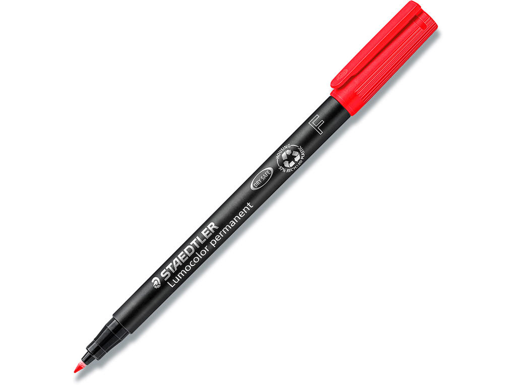 Marker, Rund spids, 0.6 mm, Rød, Staedtler Lumocolor 318 F