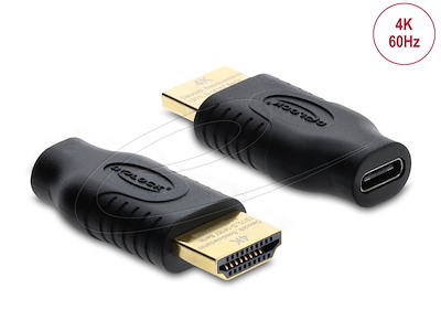 DeLOCK 61075 kabel kønsskifter USB Type-C HDMI Sort