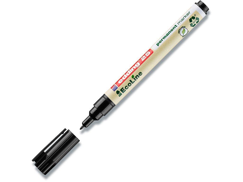 Marker, Rund spids, 1 mm, Sort, Edding Ecoline 25