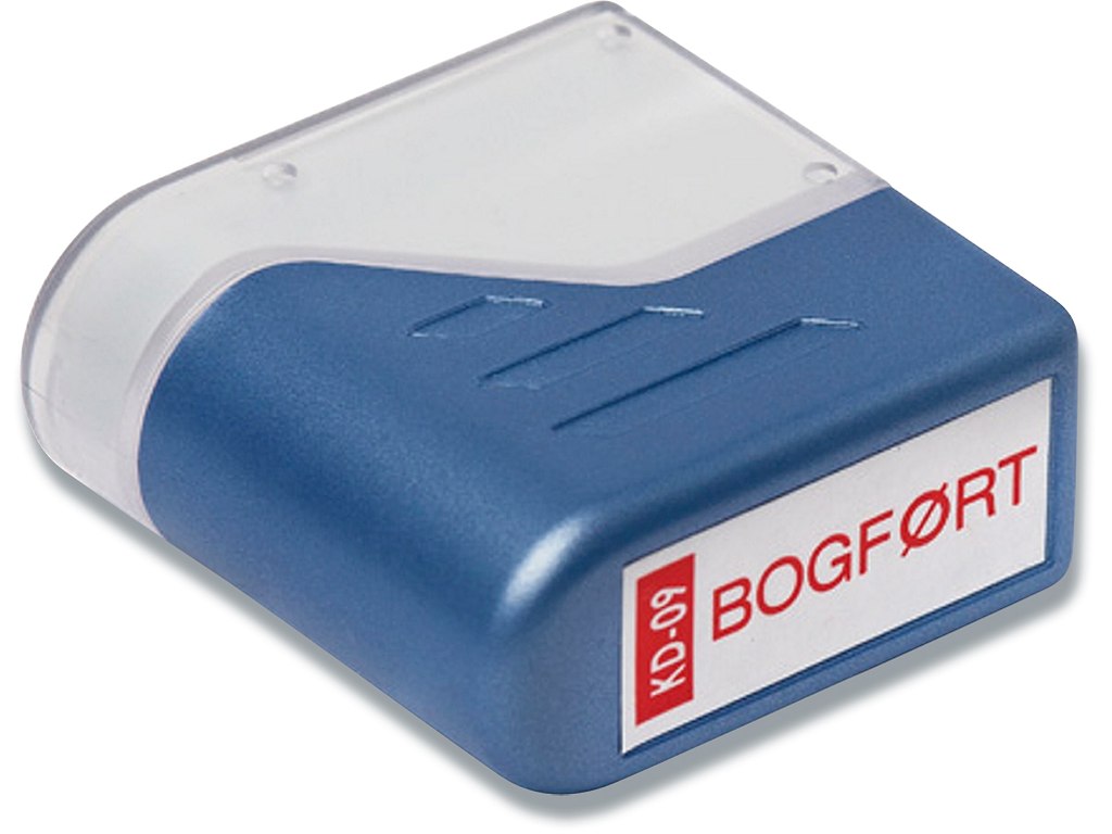 Stempel, ''Bogført'', Rød, Fast farvepude, Deskmate 