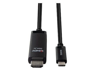 Lindy 43434 videokabel adapter 2 m USB Type-C HDMI Sort