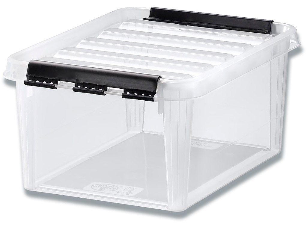 Plastkasse, Transparent, 8 liter, Med låg, 34x25x16cm, Smart Store