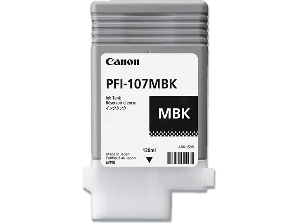 Blækpatron, 1 stk, Mat Black-mat sort, 130 ml, Canon PFI-107MBK