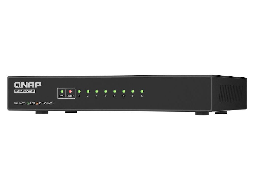 QNAP QSW-1108-8T-R2 netværksswitch Ikke administreret 2.5G Ethernet (100/1000/2500) Desktop Sort
