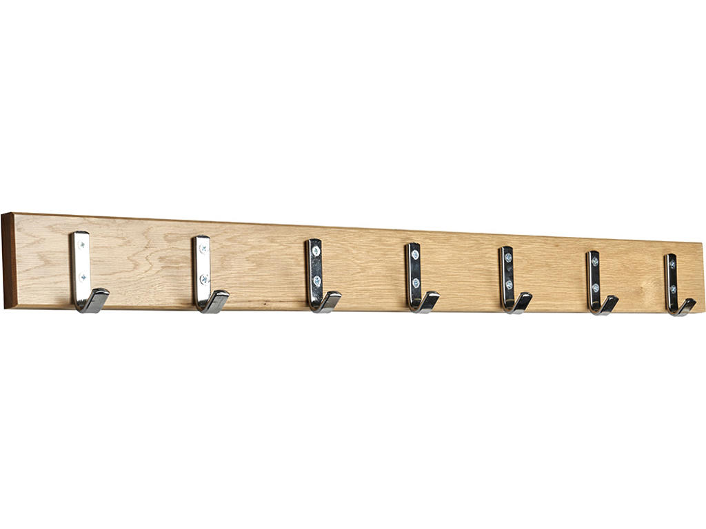 Knagerække enkel, Skolekrog, L=1500 mm eg/krom, Essem Design DK