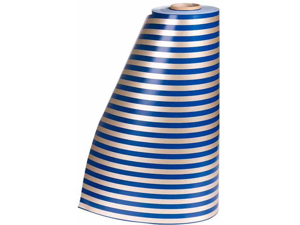 Gavepapir, Blå-Guld striber, 40 cm, 150 m