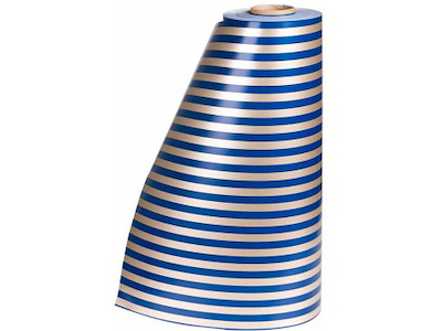 Gavepapir, Blå-Guld striber, 40 cm, 150 m