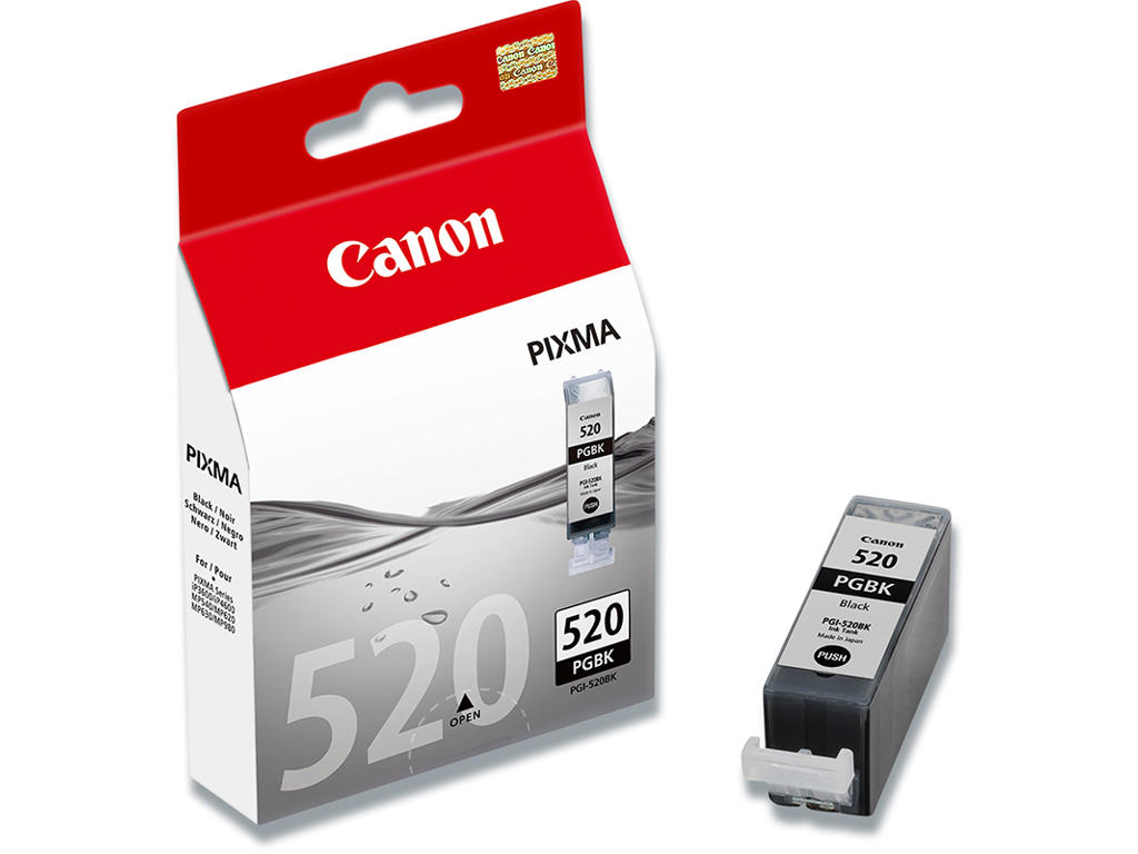 Blækpatron, 1 stk, 350 sider, Black-sort, Canon PGI-520BK