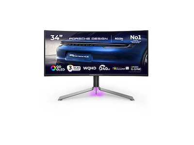 AOC Porsche PD34 computerskærm 86,4 cm (34") 3440 x 1440 pixel Wide Quad HD QD-OLED Sort