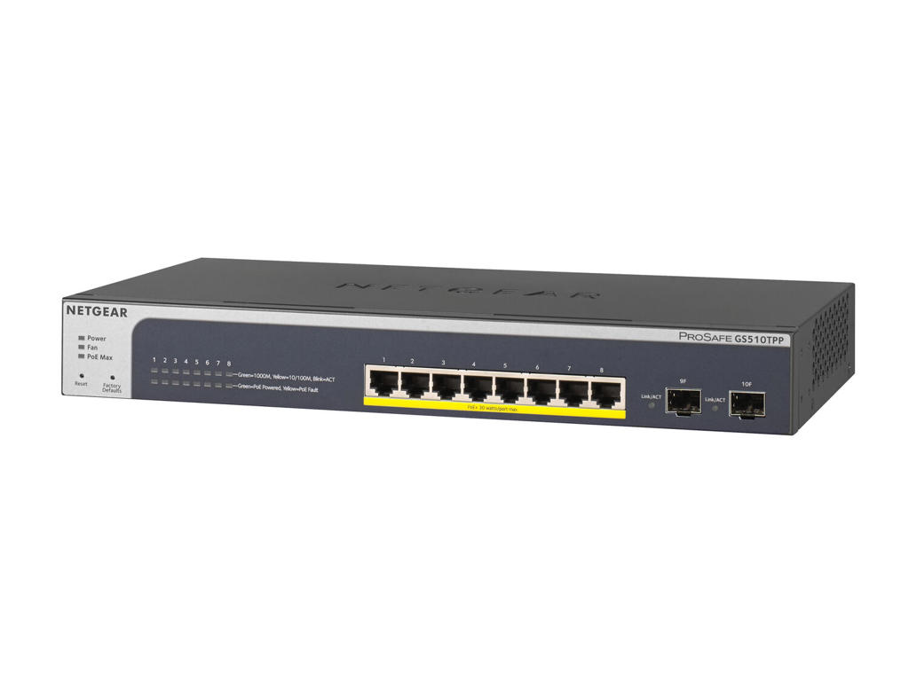 NETGEAR GS510TPP Administreret L2/L3/L4 Gigabit Ethernet (10/100/1000) Strøm over Ethernet (PoE) Sort
