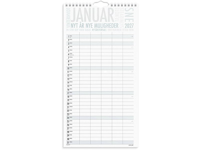 Familiekalender, 2027, Trendart, 6 personer, 1 måned pr. opslag, Mayland