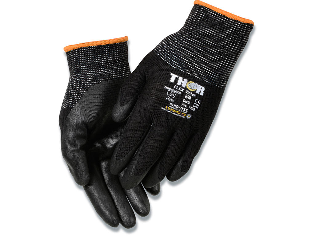 Arbejdshandsker, Nitril-nylon, Str. 8, Halvdyppet, Thor Flex Vinter 
