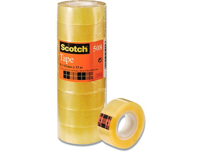 Tape, 15mm x 33m, 10 ruller, Transparent, Scotch 508