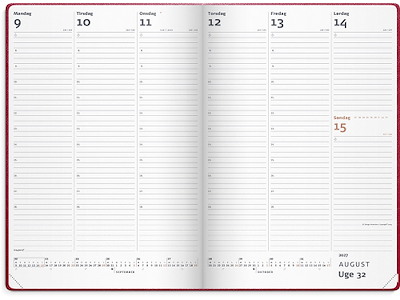Kalender, 2027, City Diplomat Uge, 1 uge pr. opslag, Rød, Mayland