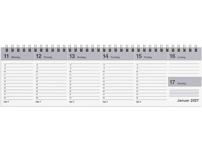 Bordkalender, 2027, 1 uge pr. opslag, Grå, Mayland