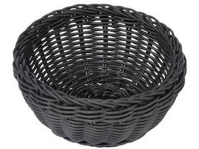 Brødkurv, Kraftig PP flet, Sort, Ø16x8 cm