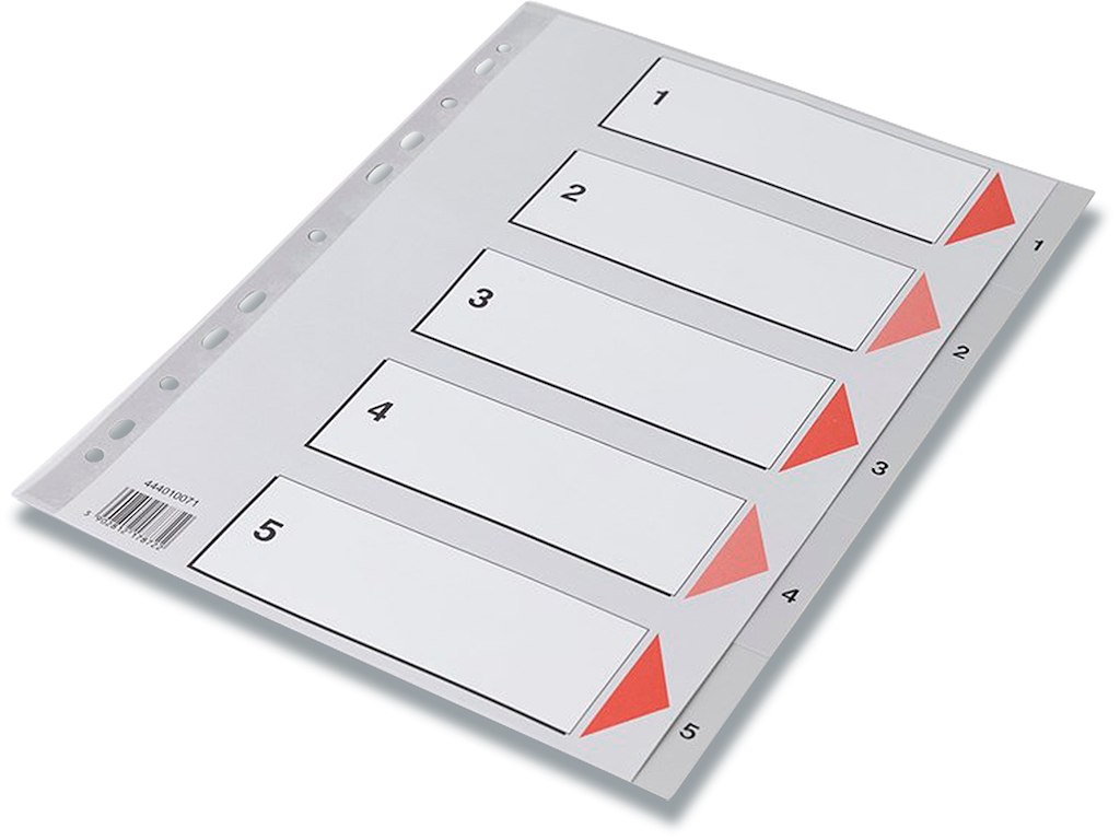 Registerblade, A4, 1-5, Grå, Q-Line 