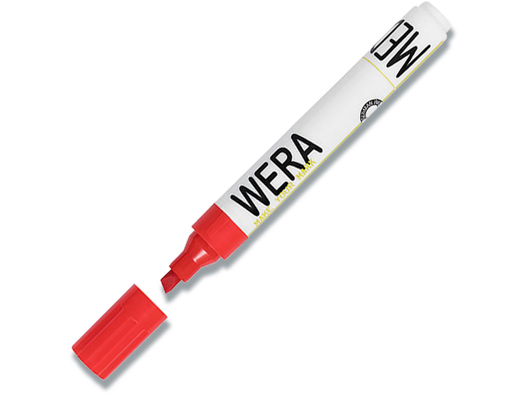Whiteboard marker, Kantet spids, Rød, 1-4 mm, Wera 