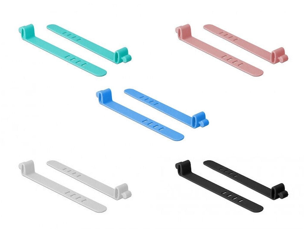 DeLOCK 18829 kabelsamler Udløselig kabelbinder Silikone Forskellige farver 10 stk