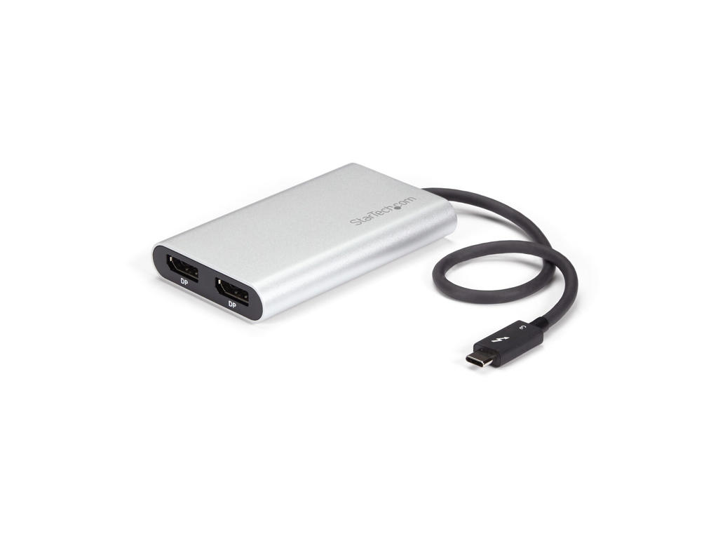 StarTech.com TB32DP2T USB grafisk adapter 5120 x 2880 pixel Sort, Sølv