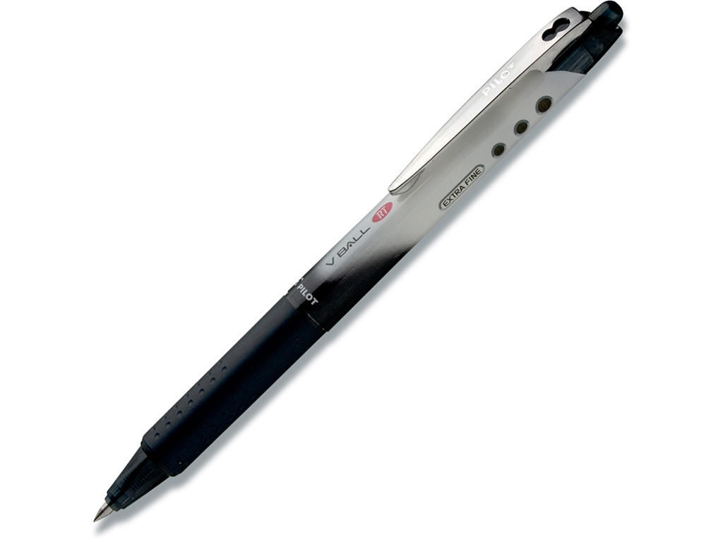 Rollerball pen, 0.5 mm, 0.3 mm, Sort, Pilot V-Ball Fine BL-VB5RT-B
