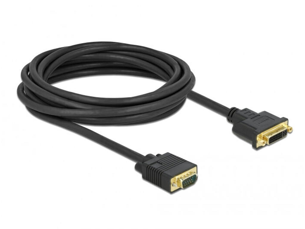 DeLOCK 86759 videokabel adapter 5 m DVI-A VGA (D-Sub) Sort