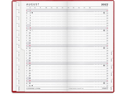 Planner, 2027, Index, 1 måned pr. opslag, Rød, Mayland