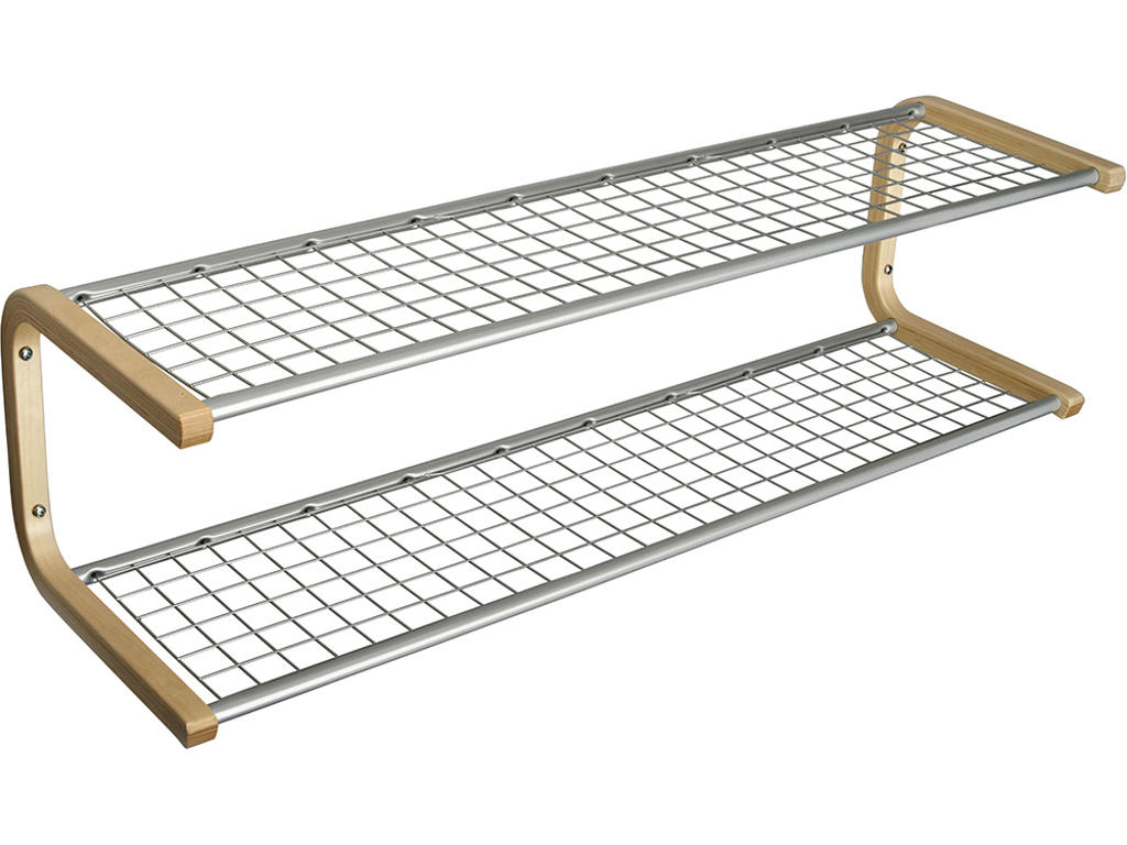 Skohylde, Anna, L=1100 mm grå/bIrk skohylde dobbel usamlet, Essem Design DK