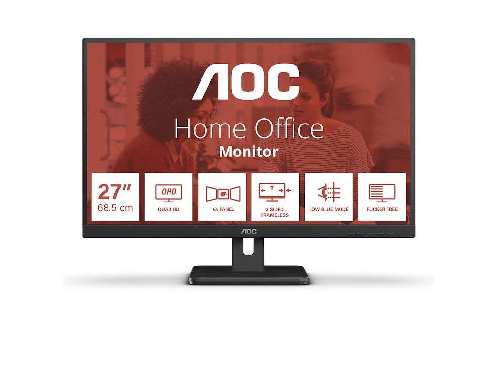 AOC E3 Q27E3UAM computerskærm 68,6 cm (27") 2560 x 1440 pixel Quad HD Sort