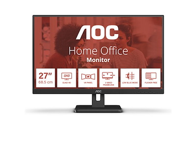 AOC E3 Q27E3UAM computerskærm 68,6 cm (27") 2560 x 1440 pixel Quad HD Sort