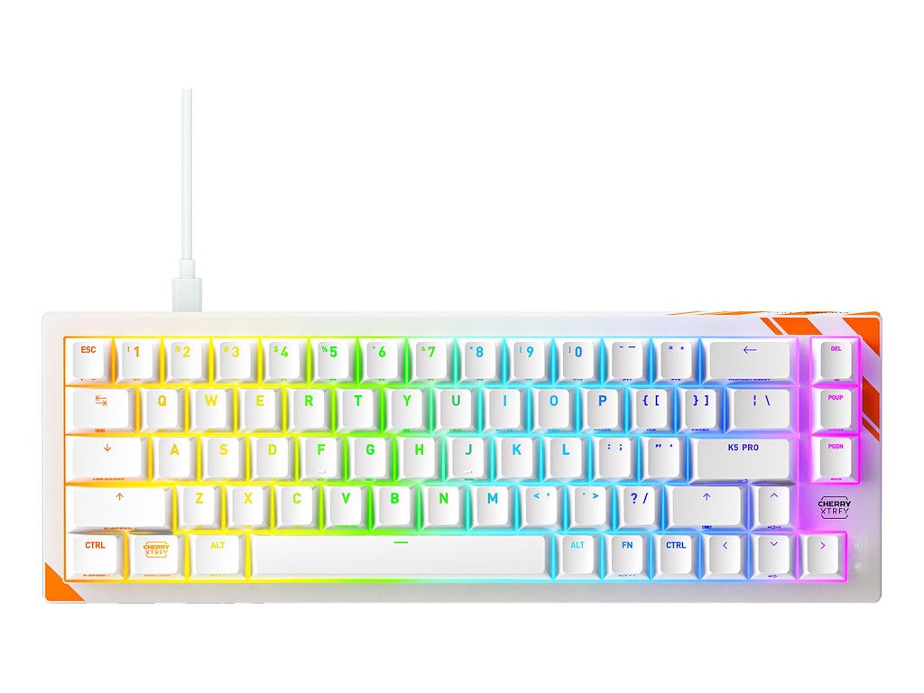 CHERRY K5 PRO TMR COMPACT tastatur Spil USB QWERTY US engelsk Orange, Hvid