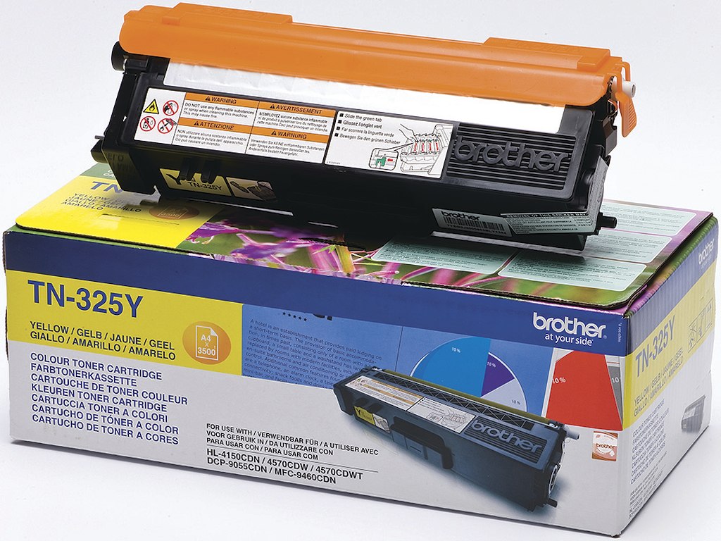 Toner, TN325Y, Yellow-gul, 3.500 sider, Brother 