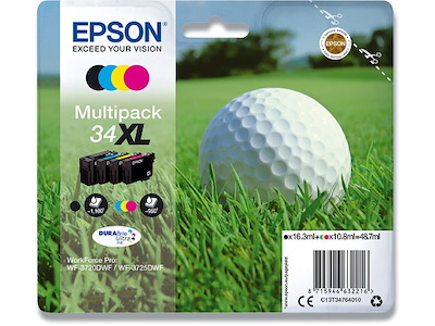 Blækpatroner, 4 stk, Sort: 1100 sider Farver: 950 sider, 4 farver, Epson T3476XL