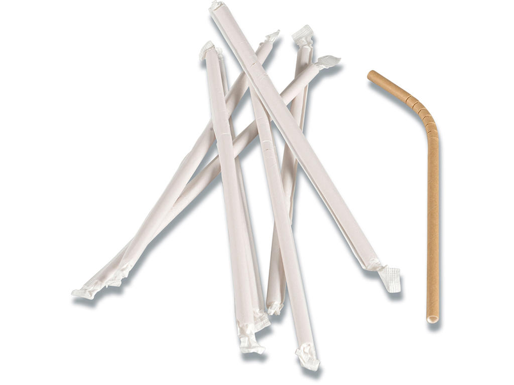 Sugerør, Papir, Ø6 mm, 5.000 stk, Gastro Enkeltindpakket Med knæk