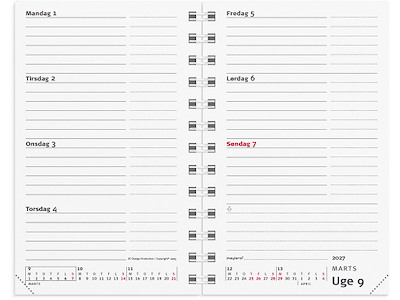 Planner, 2027, Mini, 1 uge pr. opslag, Sort, Mayland