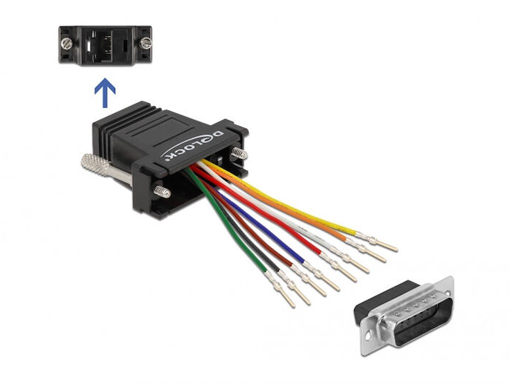 DeLOCK 66647 kabel kønsskifter D-Sub 15 pin RJ-45 Sort