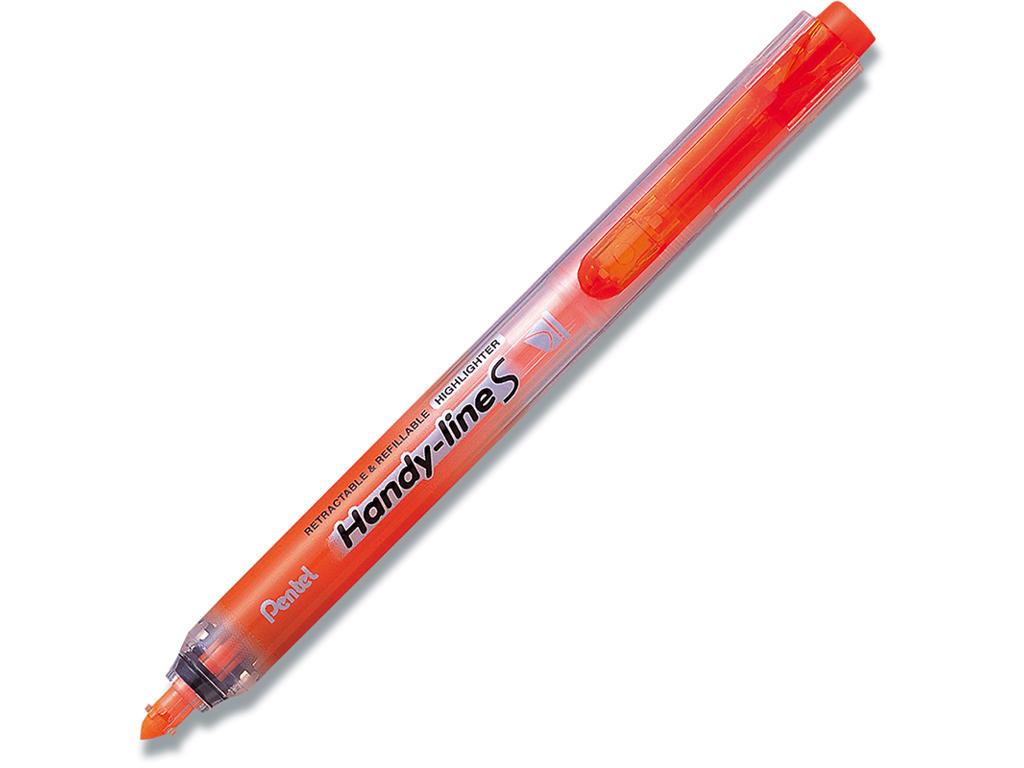 Tekstmarker, Med trykmekanisme, Orange, 1 stk, Pentel Handyline SXS15