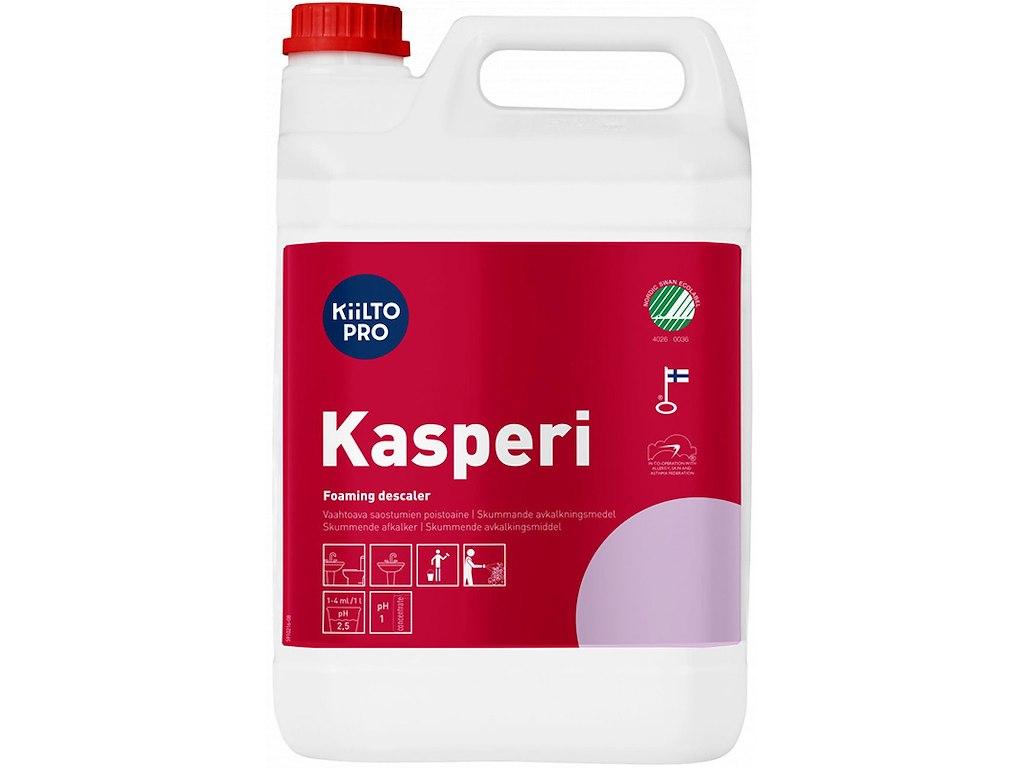 Kalkfjerner, Stærkt surt, Uden farve og parfume, 5 liter, Kiilto Pro Kasperi