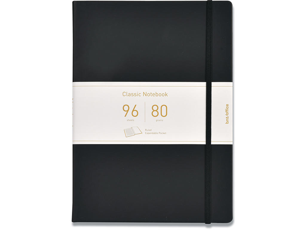 Notesbog, A4, Linjeret, Sort, BNT Office 