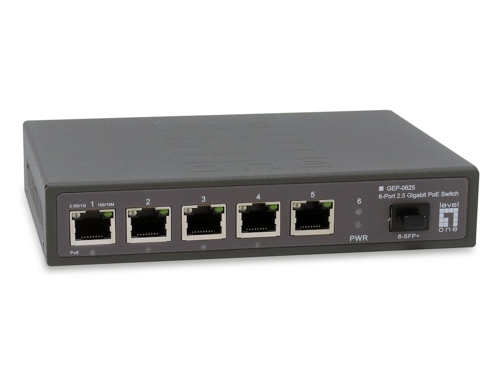 LevelOne GEP-0625 netværksswitch Ikke administreret 2.5G Ethernet (100/1000/2500) Strøm over Ethernet (PoE) Sort