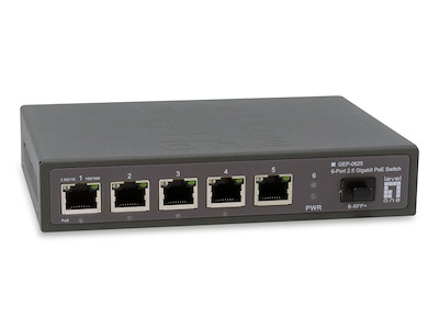 LevelOne GEP-0625 netværksswitch Ikke administreret 2.5G Ethernet (100/1000/2500) Strøm over Ethernet (PoE) Sort