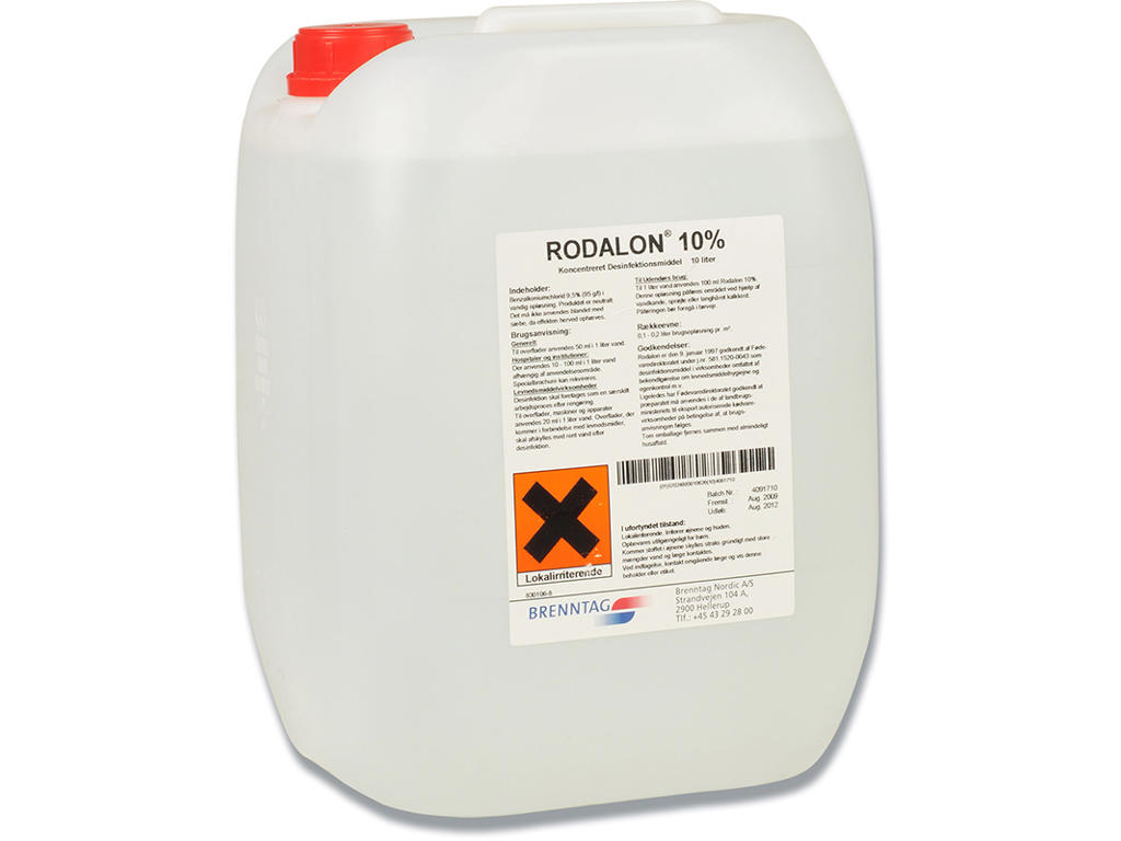 Overfladedesinfektion, 10% Kvartnære Amoniumforbindelser, 10 liter, Rodalon 