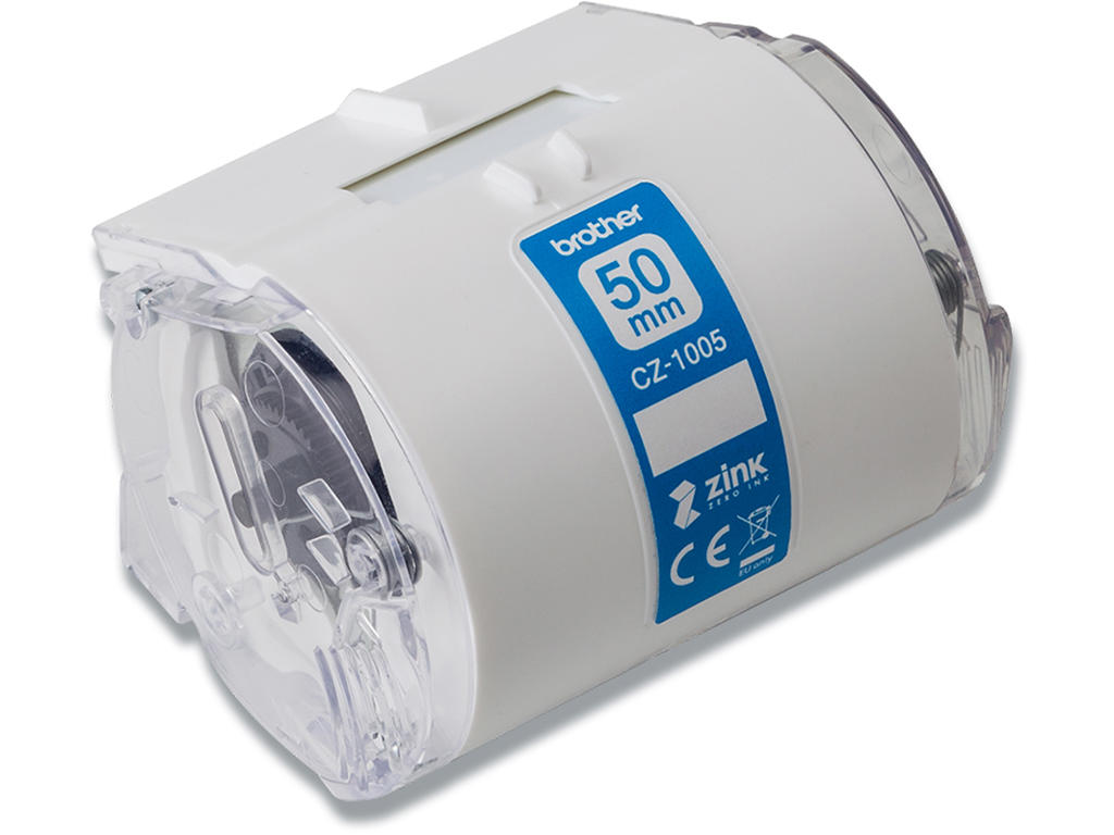 Labeltape, 50mm x 5m, Fuld farve på hvid, 1 rulle, Brother ZINK - Zero-Ink 