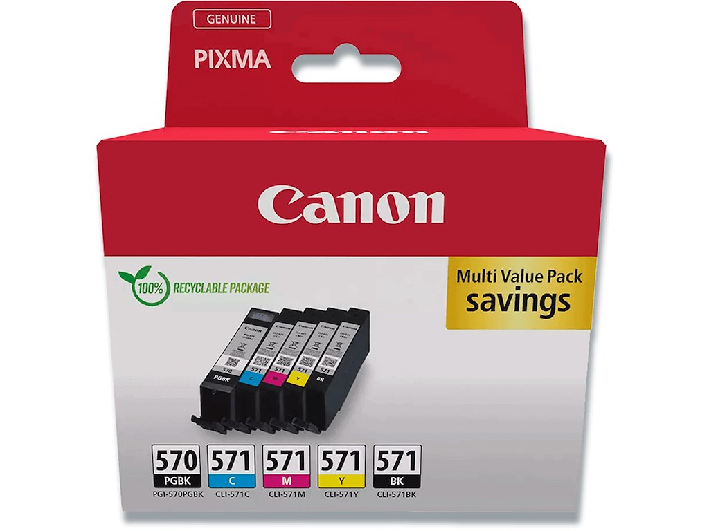 Blækpatroner, 5 stk, 5 farver, Canon PGI-570 og CLI-571