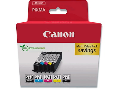 Blækpatroner, 5 stk, 5 farver, Canon PGI-570 og CLI-571