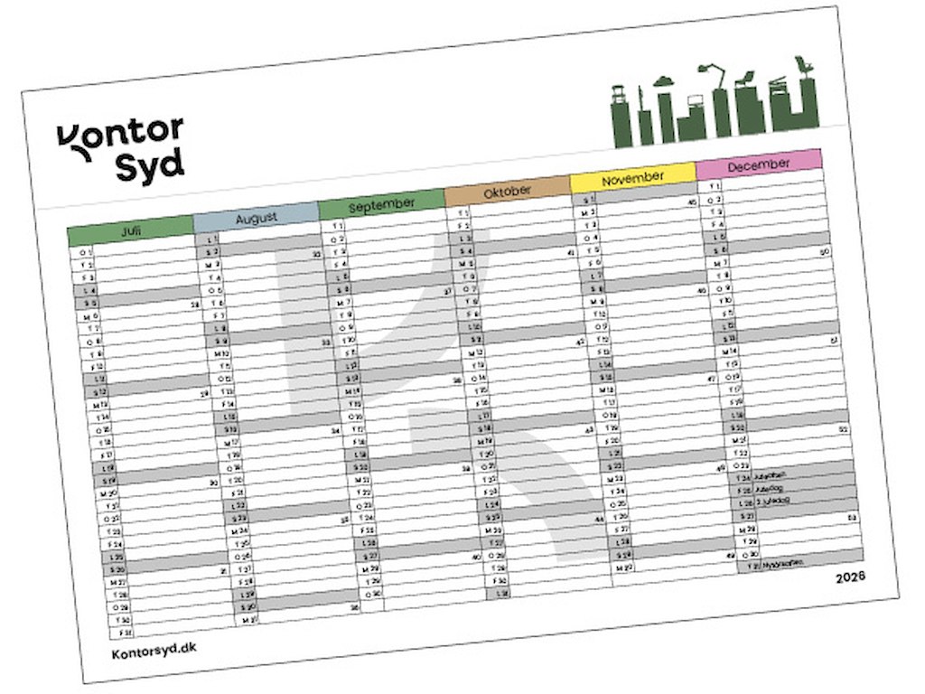 Kontor Syd 2026 Bordkalender