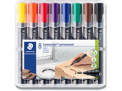 Marker, Rund spids, 2 mm, 8 assorteret, Staedtler Lumocolor 352